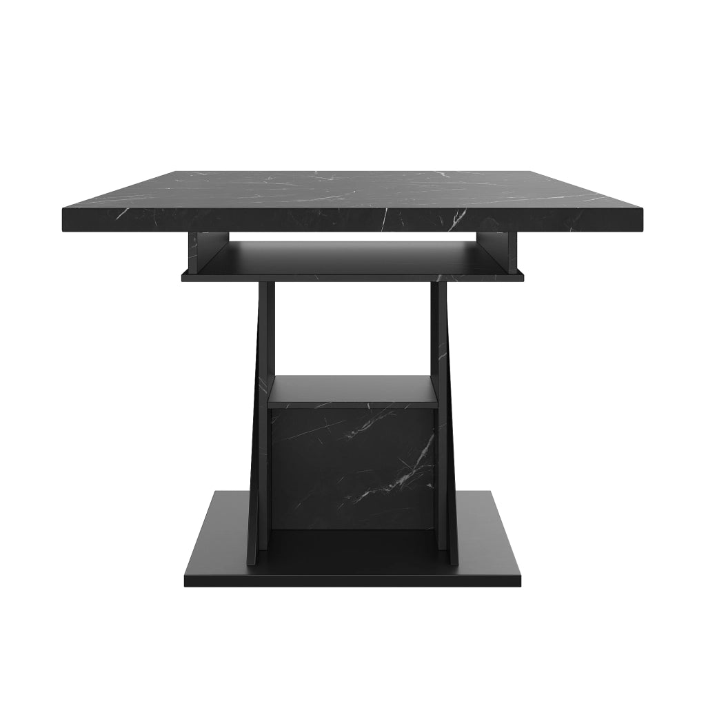 Tavolo da Pranzo Allungabile Effetto Marmo ¨C Xylo ¨C Nero, 110-140x80 cm