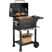 Grill da Giardino Wagon ¨C Zephmum ¨C Grigio con Termometro e Tavolino Laterale