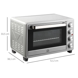 Mini Forno Elettrico 32 L 1600 W con 3 Modalità; Temperatura 100-230°C; Timer 60 Min e Teglia
