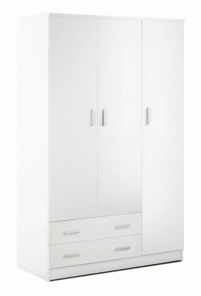 Armadio 3 ante 2 cassetti H182 L115 P52 Cm colore Bianco Liscio 457k Sarmog