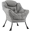 Poltrona Relax, Poltrona da Lettura con Cuscino, Elegante con Schienale e Seduta Imbottiti, Braccioli e Tasca di Stoccaggio, Portata 150 kg (Senza Pouf, Cashmere Grigio)