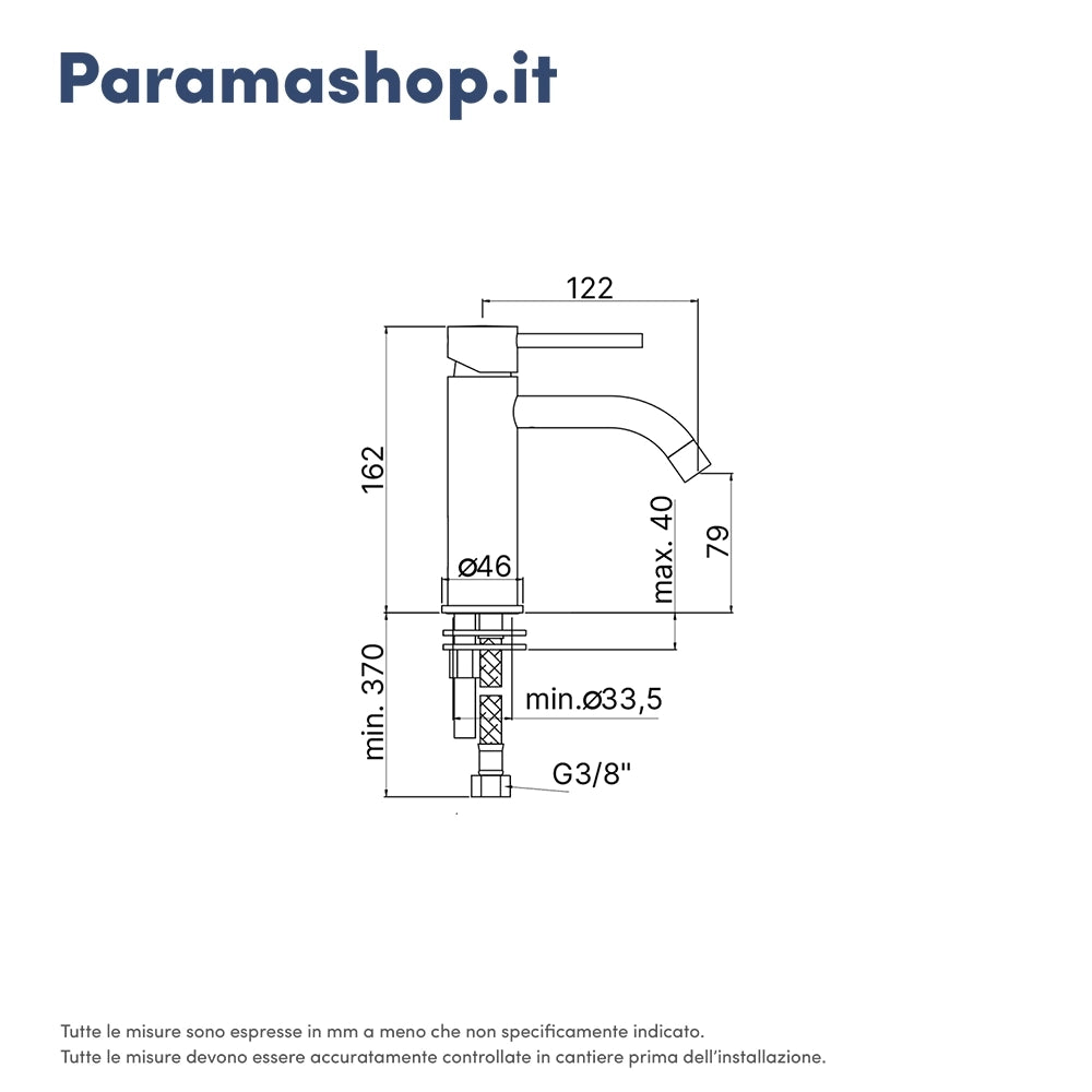 Paffoni miscelatore lavabo senza scarico cromato mod. Light