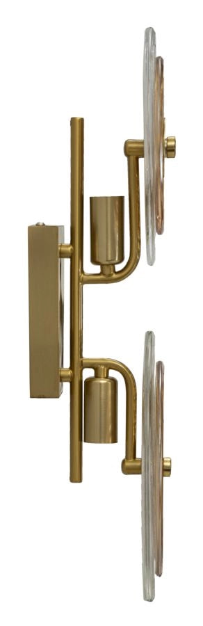 Lampada da Muro Venice 25x10x52 cm in Vetro e Ferro Oro e Naturale e Marrone