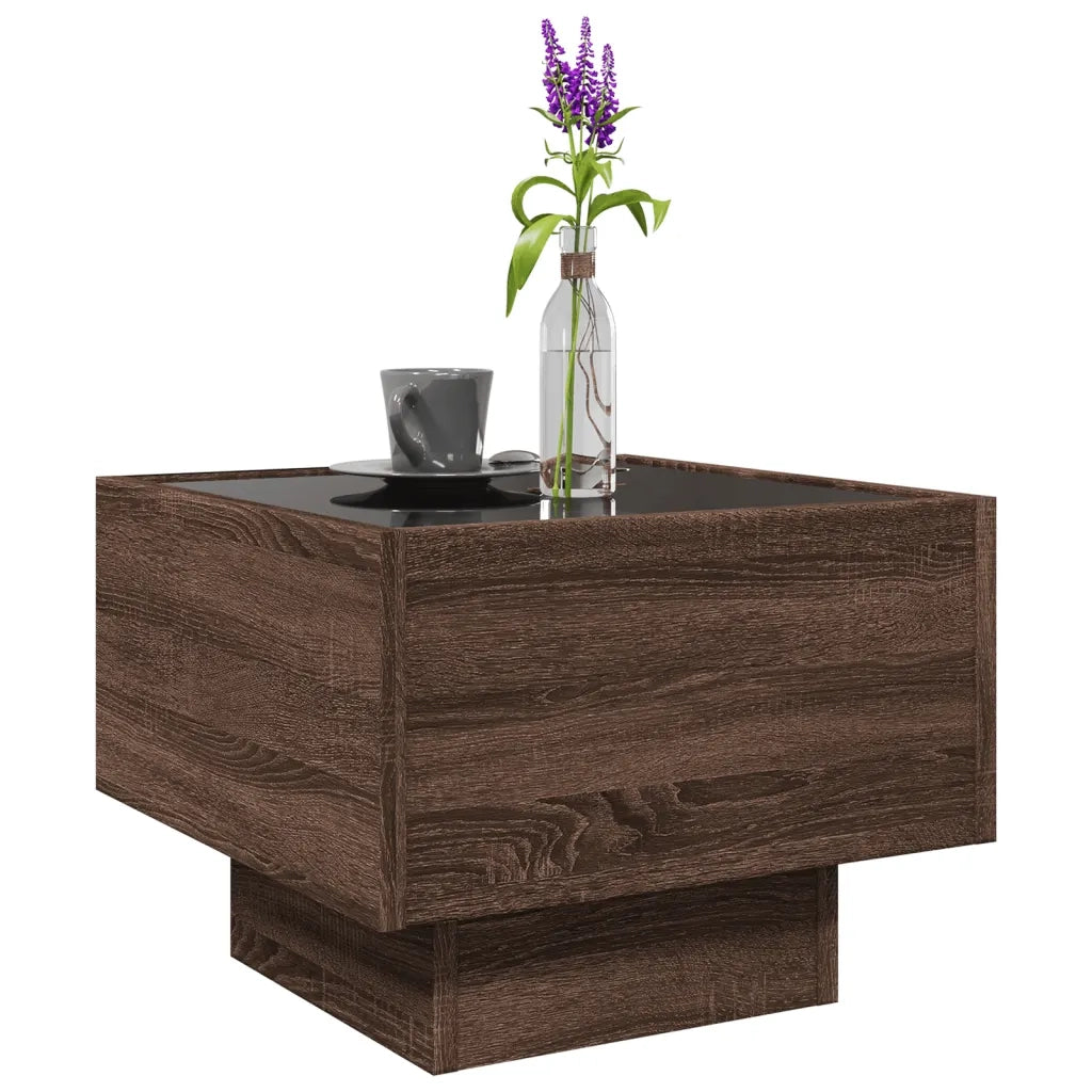 Tavolino con LED Rovere Marrone 40x40x30cm in Legno Multistrato 847503