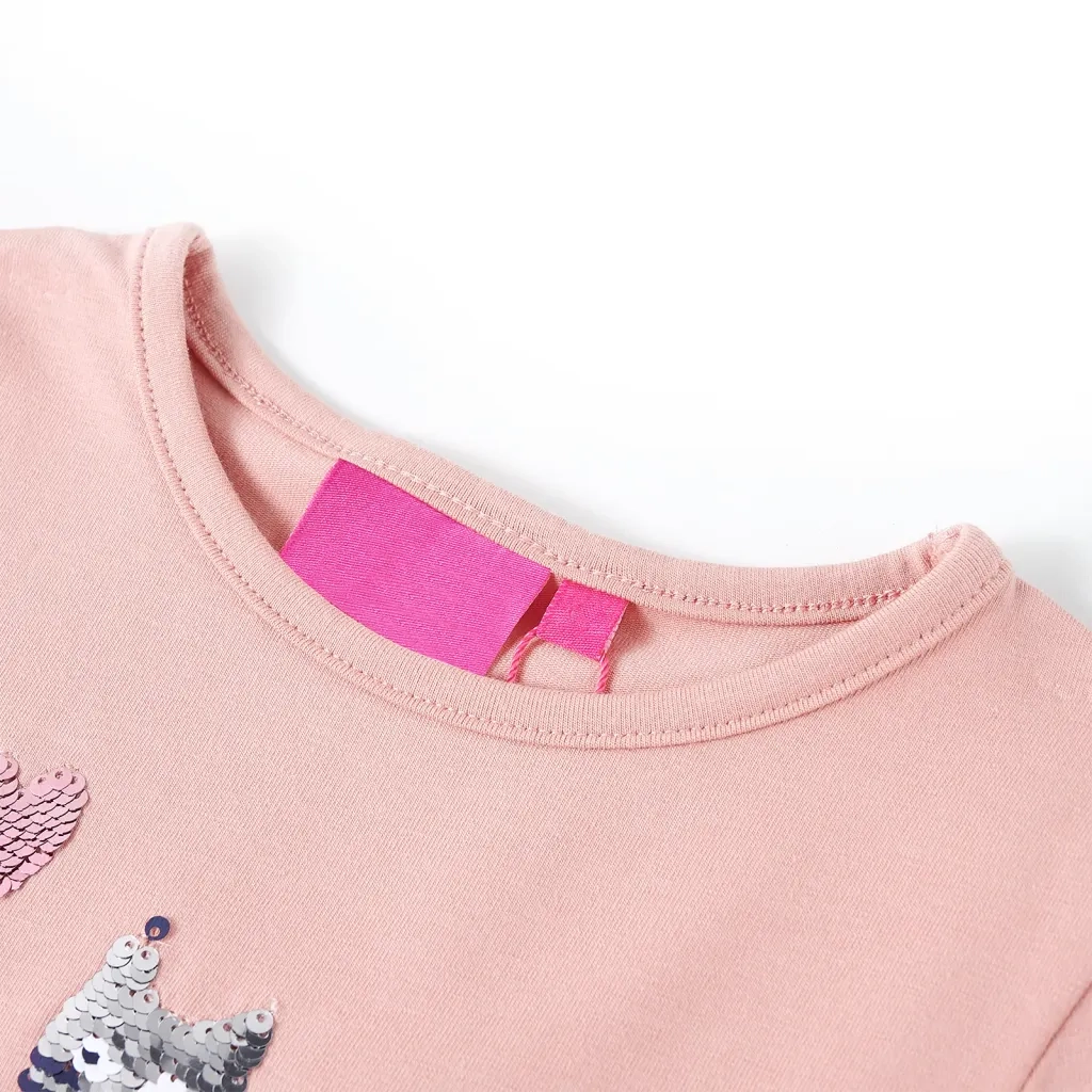 Maglietta Bambina Maniche Lunghe Rosa Chiaro 128 14087
