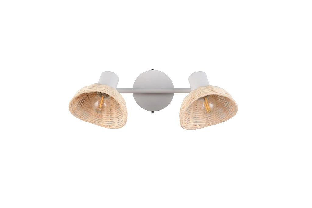 Faretto soffitto CALVI boho 2xE14 bianco rattan RL