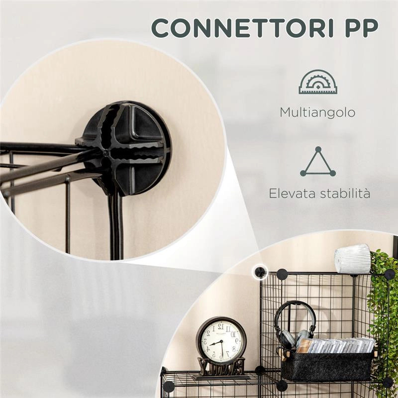 MOBILE LIBRERIA SALVASPAZIO 9 CUBI IN RETE  35X35X35 CM NERO