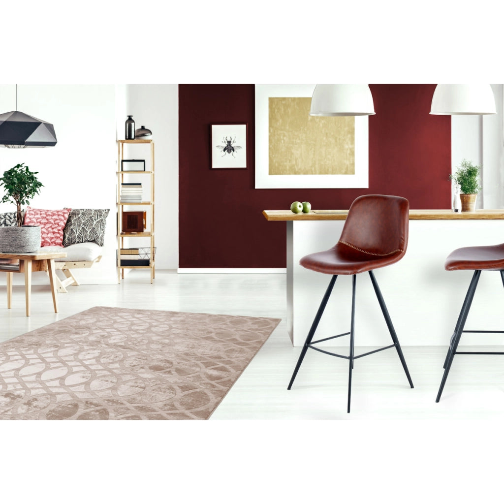 Set 2 Sgabelli da Bar Samantha in Similpelle Marrone Scuro