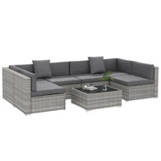Set salotto da giardino 7 pezzi modulabile ¨C zephmum ¨C grigio, polyrattan, vetro temperato, cuscini