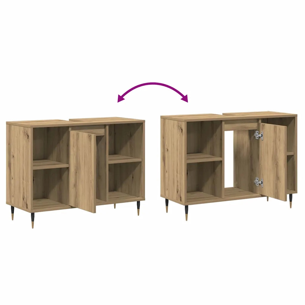Mobile da Bagno con porta Rovere artigianale 80 x 33 x 60 cm 873893
