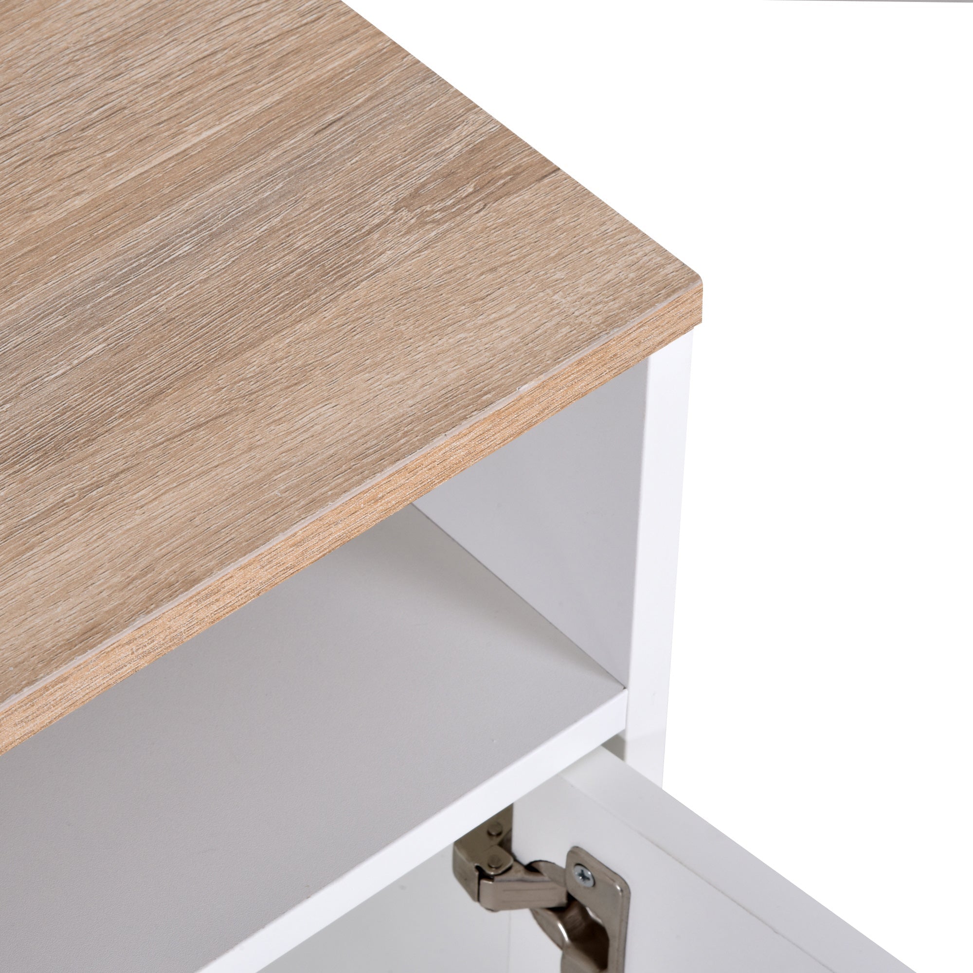 Mobile TV 3 Scomparti 2 Ante 105x40x52 cm per TV fino a 42" in Truciolato Bianco e Legno