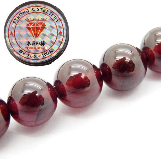 Kralen con corda per l'assemblaggio di accessori per DIY Pietre energetiche per bracciali curativi 8 mm = 96 pezzi e 1 rotolo di corda Granaato AAA 8 mm