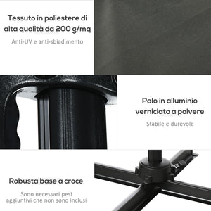 Ombrellone da Giardino Decentrato 245x245x248 cm in Alluminio Grigio