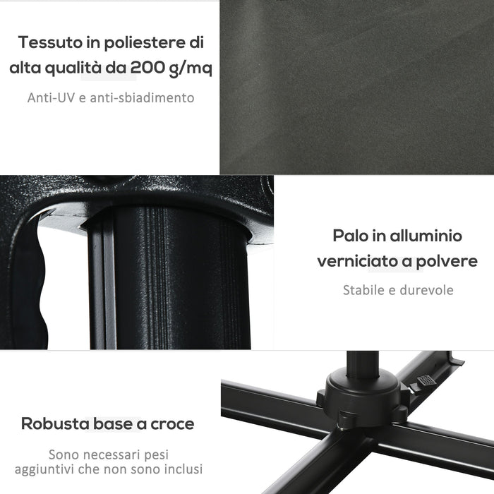 Ombrellone da Giardino Decentrato 245x245x248 cm in Alluminio Grigio