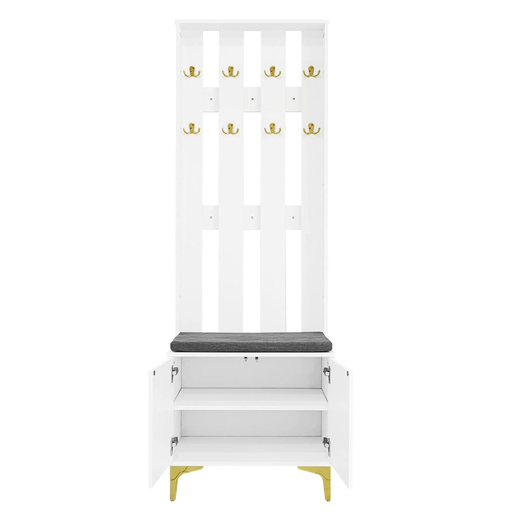 Garderoba ingresso con ganci e pannello effetto onda 60;5x35;2x180;5 cm; bianco