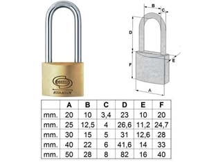 LUCCHETTO OTTONE ARCO LUNGO PRIUM CIFRATURA UNICA KA YPL112- - mm.25 (YPL1122500011000) - 6 pezzi YALE