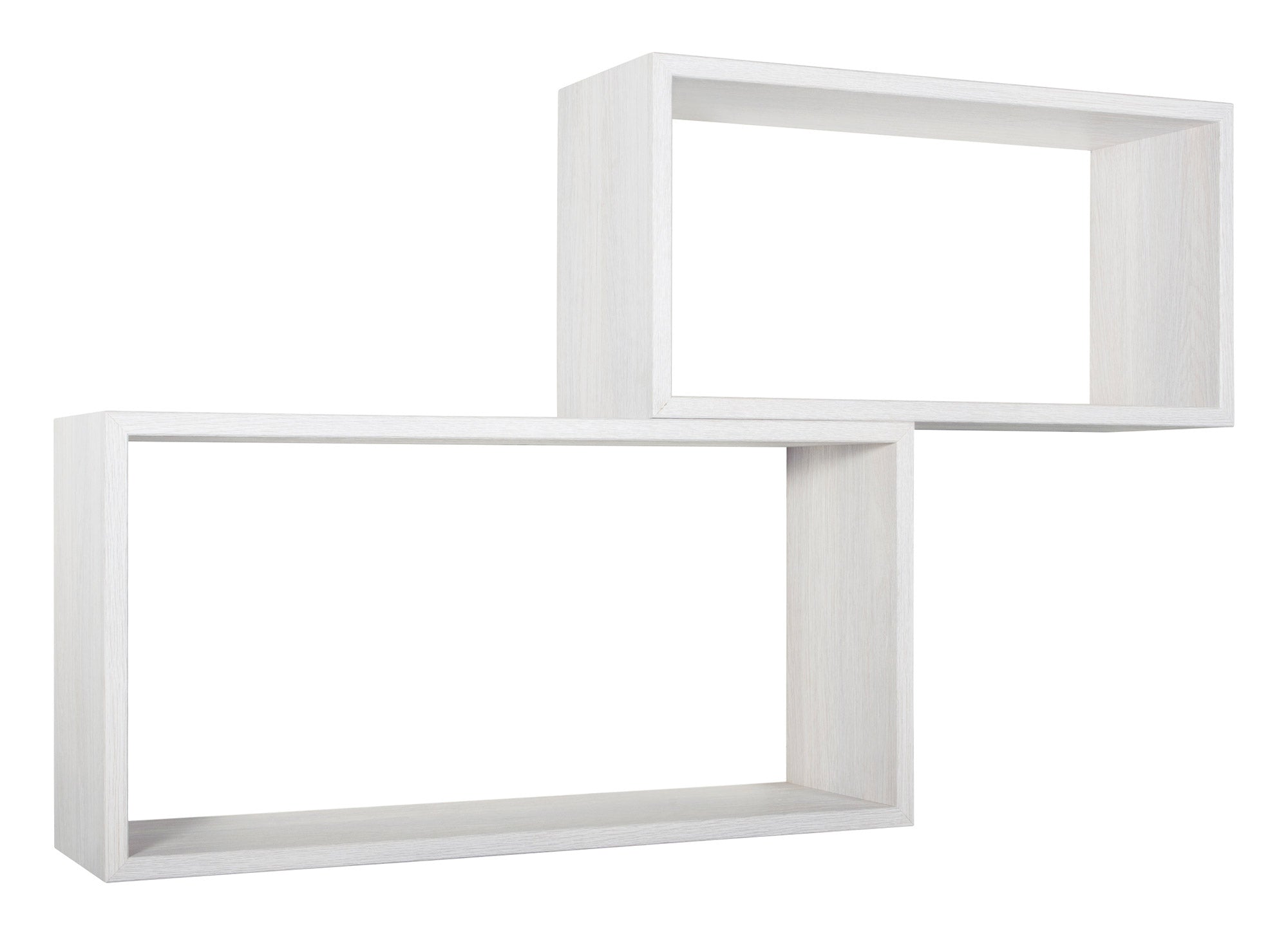Set 2 Mensole Cubo da Parete Rettangolare in Fibra di Legno Bislungo Rovere Sbiancato
