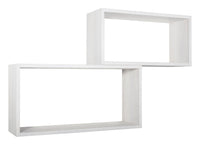 Set 2 Mensole Cubo da Parete Rettangolare in Fibra di Legno Bislungo Rovere Sbiancato