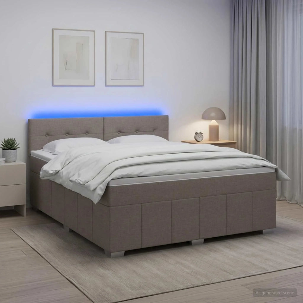 Letto box spring con materasso Tortora 140 x 190 cm Tessuto 3452674