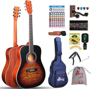 Chitarra Acustica per Principianti e Adulti con Set di Accessori per Bambini da 12 Anni in Avanti - Kit di Inizio per Chitarra Folk con 11 Accessori