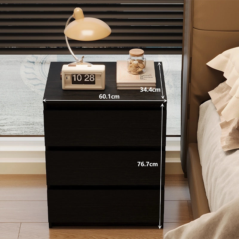 Comodino, tavolino, cassettiera per camera da letto, nero, stile loft moderno, 60 cm