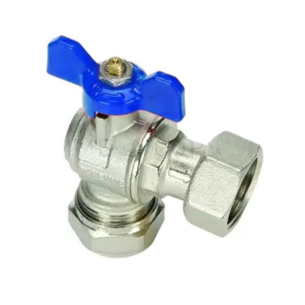 VALVOLA A SFERA A SQUADRA IN OTTONE CON ESTREMITÀ A STRINGERE PER TUBO MULTISTRATO E DADO GIRELLO - ø20X3/4  - TIM