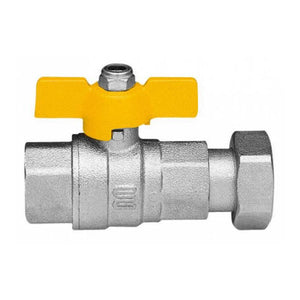 VALVOLA ARRESTO A SFERA IN OTTONE CON FARFALLA PER GAS FEMMINA DADO GIREVOLE - 3/4 X 3/4  - ENO