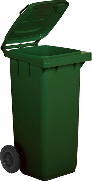 BIDONE PER LA RACCOLTA DIFFERENZIATA 120 lt CARRELLATO Colore verde per uso esterno (UNI EN 840)