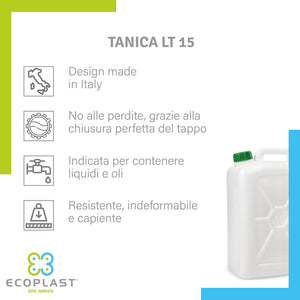 TANICA PER ALIMENTI PESANTE 15 L- ECOPLAST- 4,0 pz