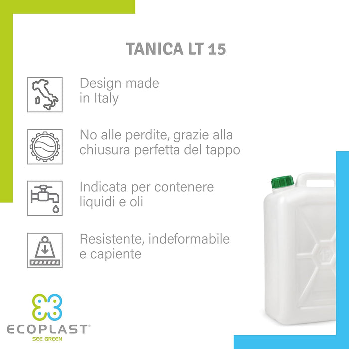 TANICA PER ALIMENTI PESANTE 15 L- ECOPLAST- 4,0 pz
