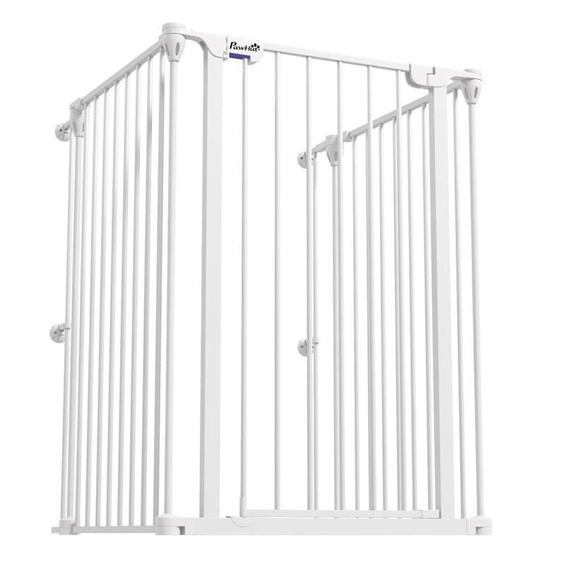 CANCELLETTO PER CANI TAGLIA MEDIA A 3 PANNELLI CON DOPPIO SISTEMA DI BLOCCO, 206X90CM, BIANCO