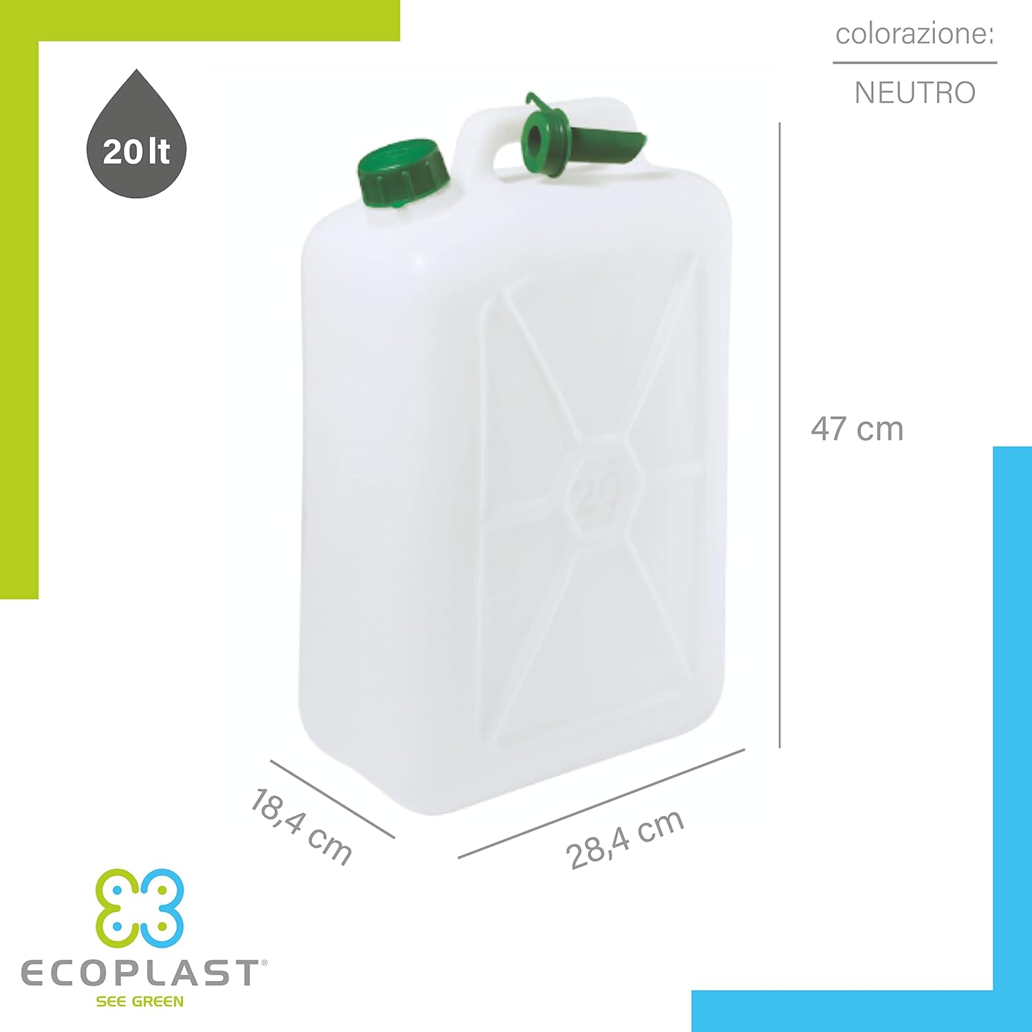 TANICA PER ALIMENTI PESANTE 20 L- ECOPLAST- 4,0 pz