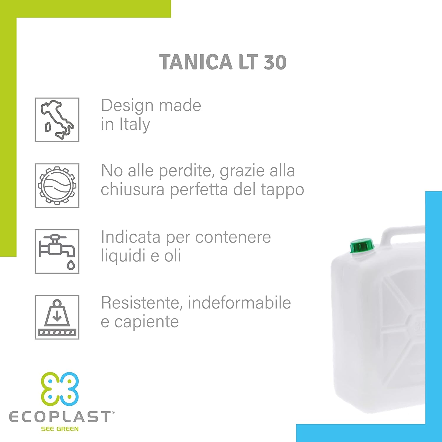 TANICA PER ALIMENTI PESANTE 30 L- ECOPLAST- 4,0 pz