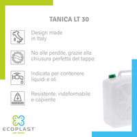 TANICA PER ALIMENTI PESANTE 30 L- ECOPLAST- 4,0 pz