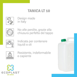 TANICA PER ALIMENTI Lt. 10 confezione 5 pezzi  - ECOPLAST