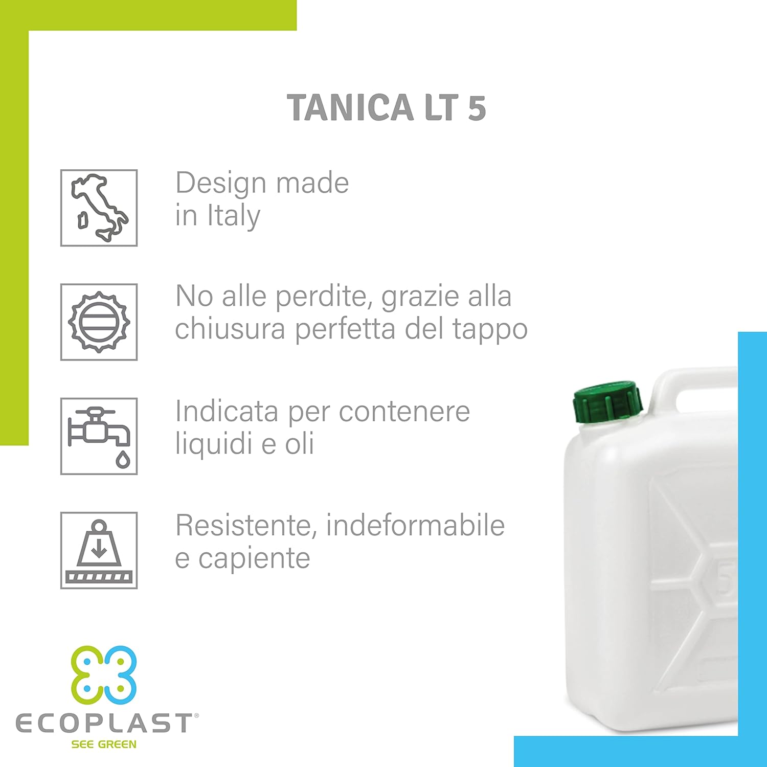 TANICA PER ALIMENTI Lt. 5 confezione 12 pezzi  - ECOPLAST