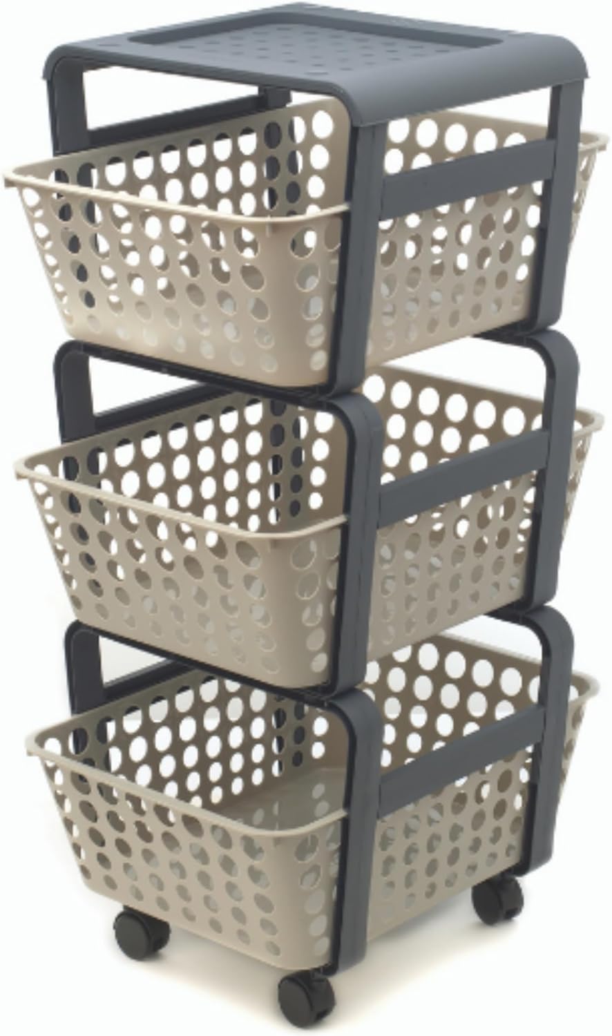 CARRELLO DA CUCINA CON CESTELLI 'MODULA' col. tortora  - ECOPLAST