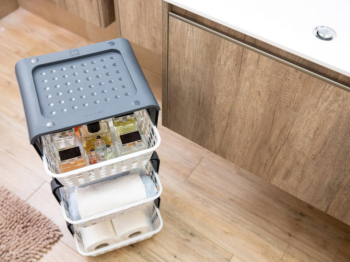 CARRELLO DA CUCINA CON CESTELLI 'MODULA' col. tortora  - ECOPLAST