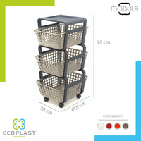 CARRELLO DA CUCINA CON CESTELLI 'MODULA' col. tortora  - ECOPLAST