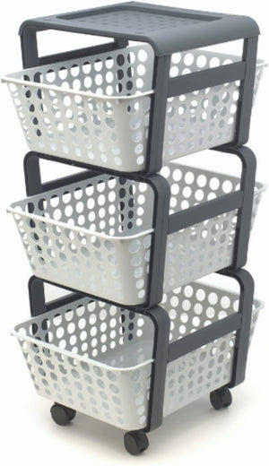 CARRELLO DA CUCINA CON CESTELLI 'MODULA' col. ghiaccio  - ECOPLAST