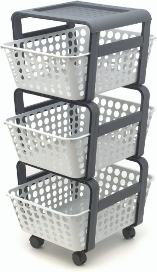 CARRELLO DA CUCINA CON CESTELLI 'MODULA' col. ghiaccio  - ECOPLAST