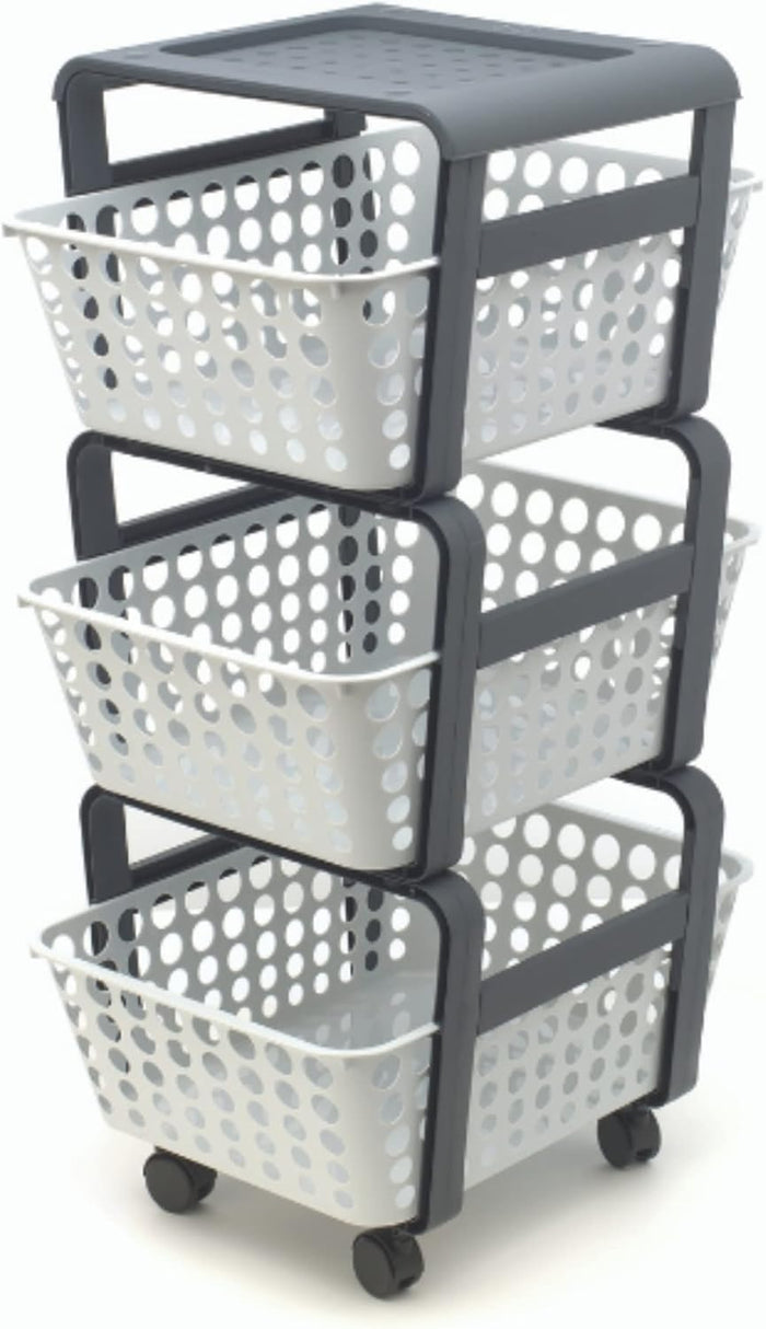 CARRELLO DA CUCINA CON CESTELLI 'MODULA' col. ghiaccio  - ECOPLAST