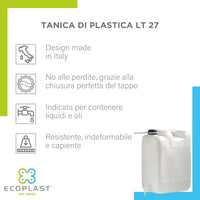 TANICA Lt. 27 Rubinetto non Incluso 4 pezzi ECOPLAST