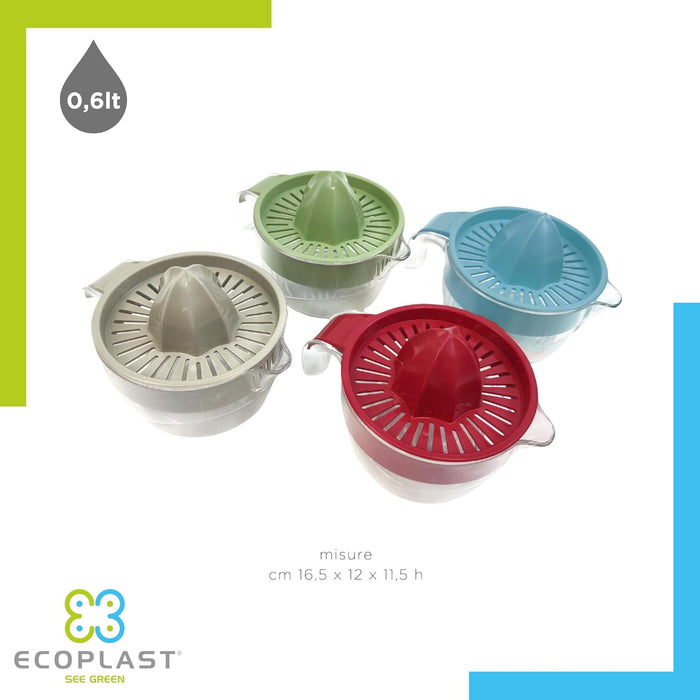 Ecoplast Spremiagrumi Manuale in Plastica con Vaschetta da 0,6 Litri, Colore Ghiaccio, 0,6 Lt