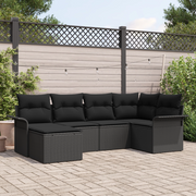 Set Divano da Giardino a 6 Pezzi con Cuscini in Polyrattan Nero