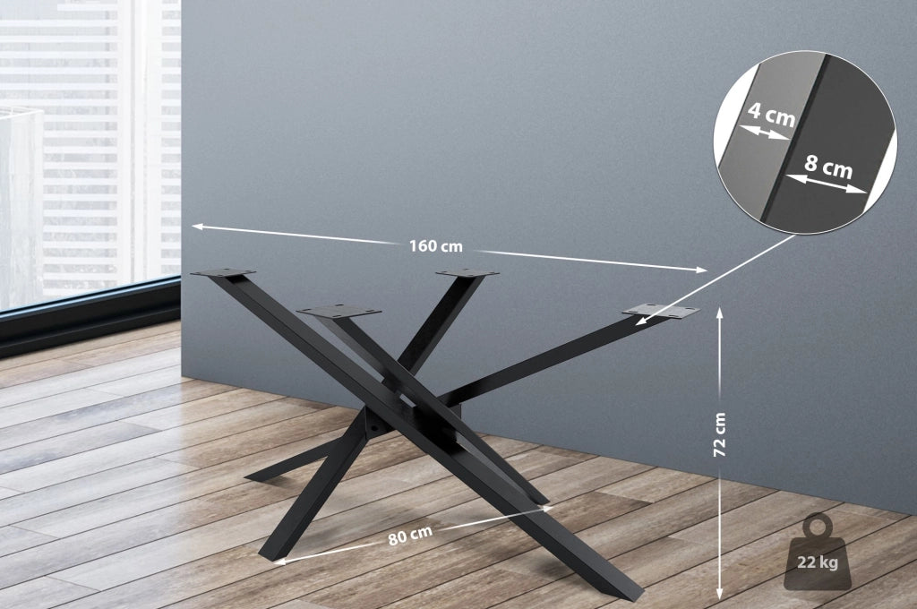 Gambe del tavolo Jimmy Nero/industriale,160x80x72 cm