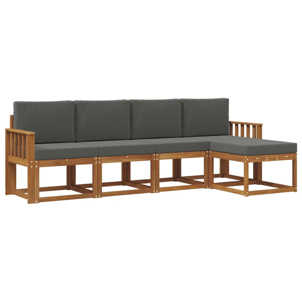Set di divani da esterno con cuscino 5 pcs Naturale e Antracite
