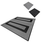 Piastrelle ventilate grigie e nere 6m x 6m per garage doppio e officine, antiscivolo.
