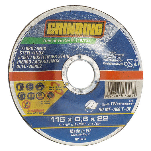 MOLA ABRASIVA PER INOX ø 115 x 0,8- 50 pezzi  - GRINDING