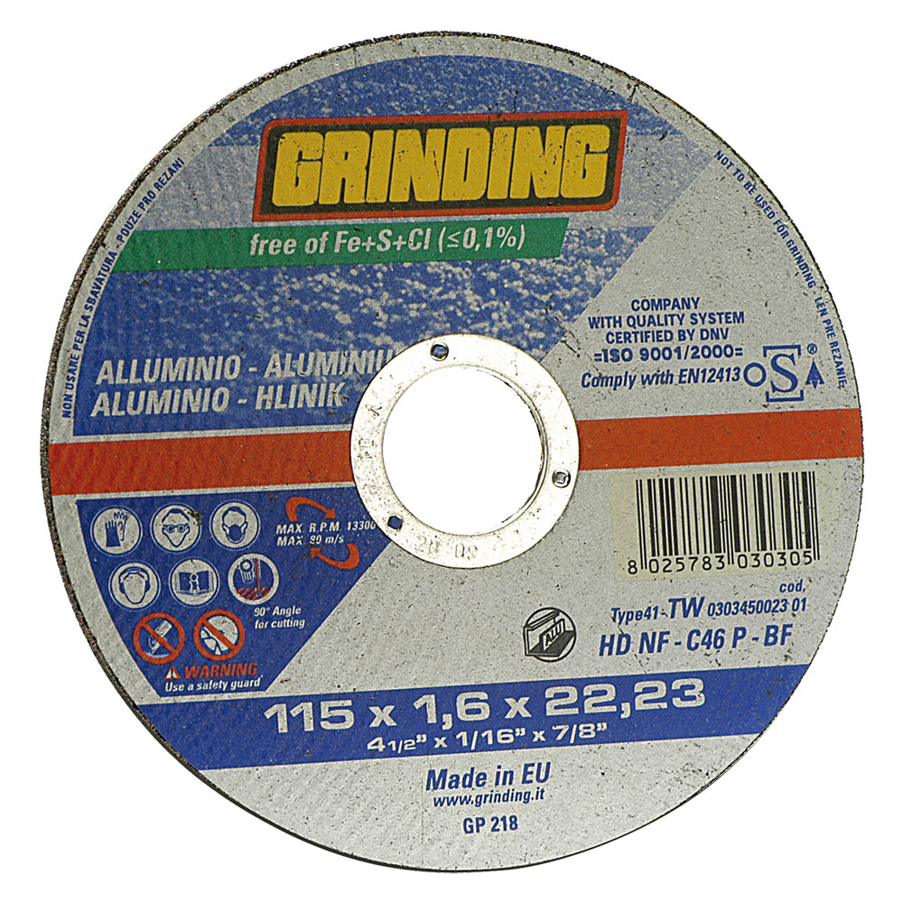 MOLA ABRASIVA PER ALLUMINIO ø 115 x 1,6- 50 pezzi  - GRINDING